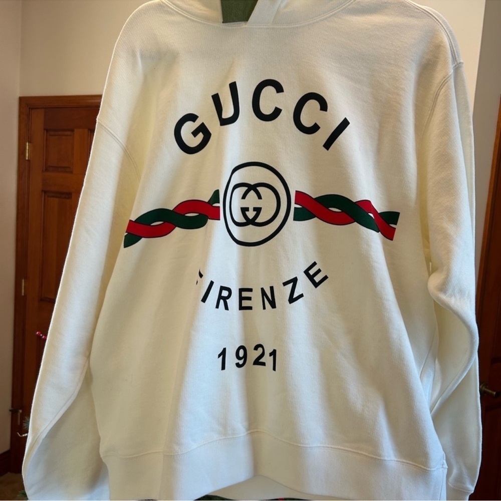 Men’s Gucci FIRENZE cotton hoodie interlocking G/web stripe small/medium